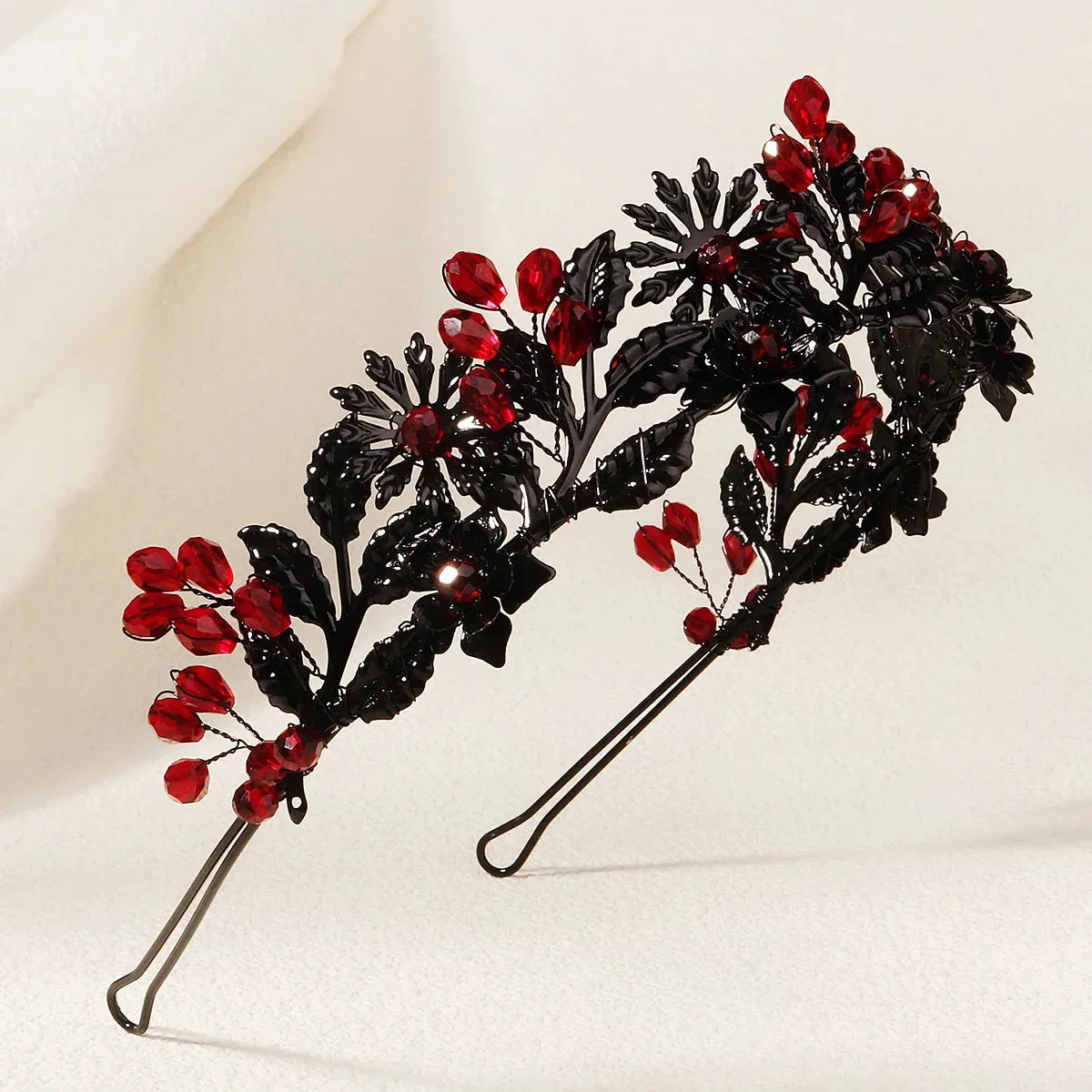 Red and Black Hair Band Headpiece Crystal Accessories