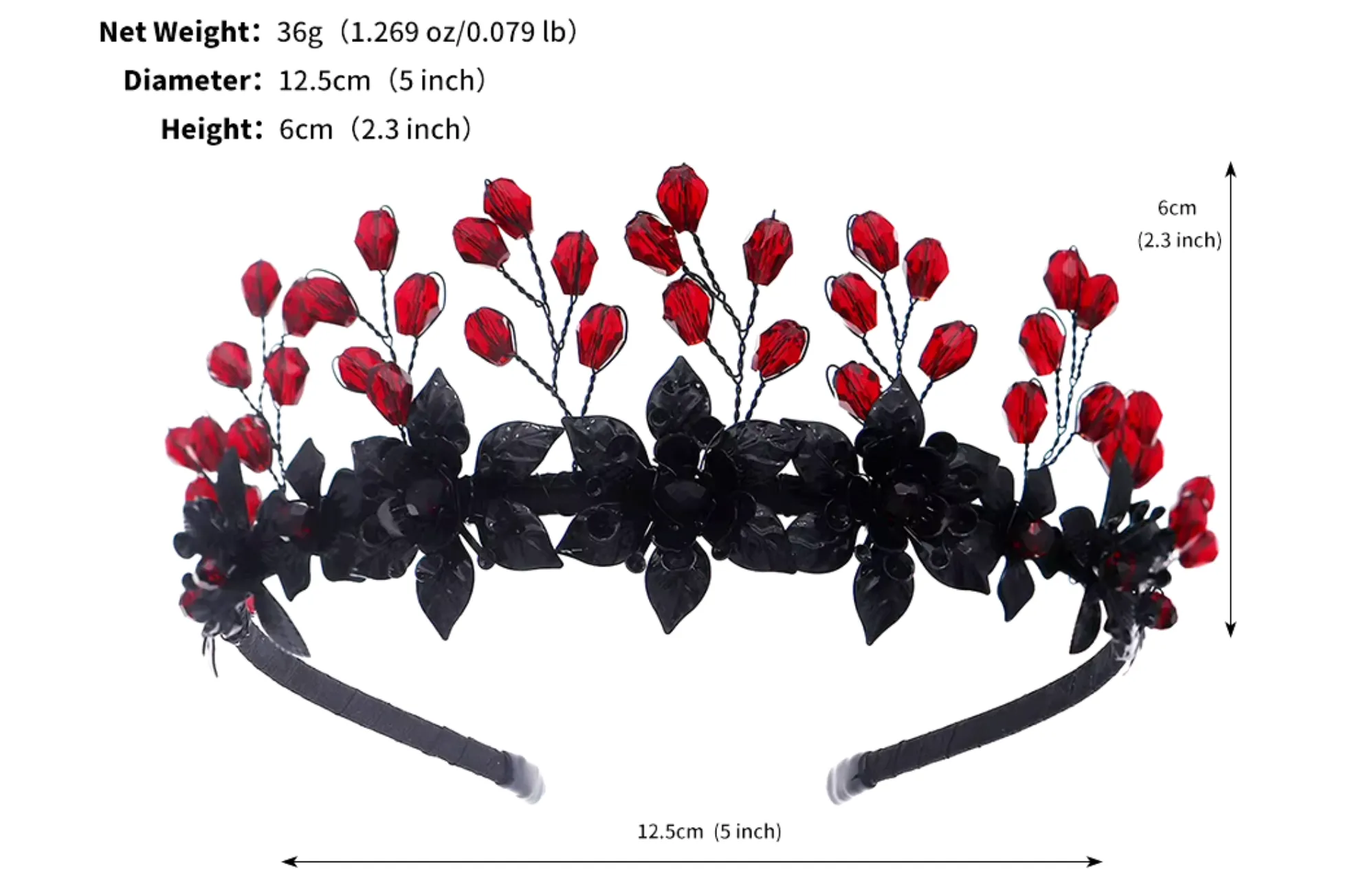 Red and Black Hair Band Headpiece Crystal Accessories