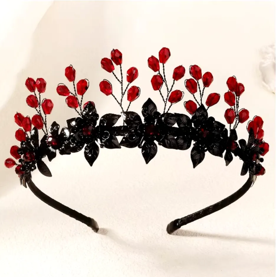 Red and Black Hair Band Headpiece Crystal Accessories