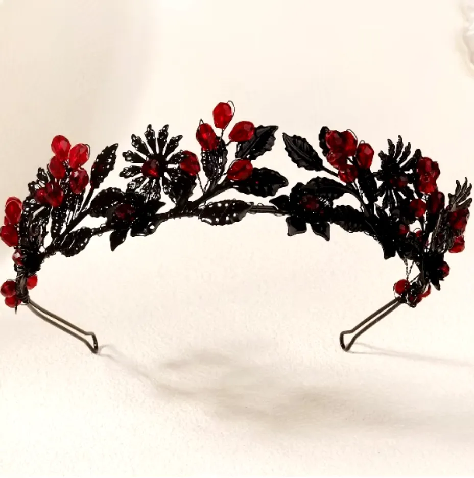 Red and Black Hair Band Headpiece Crystal Accessories