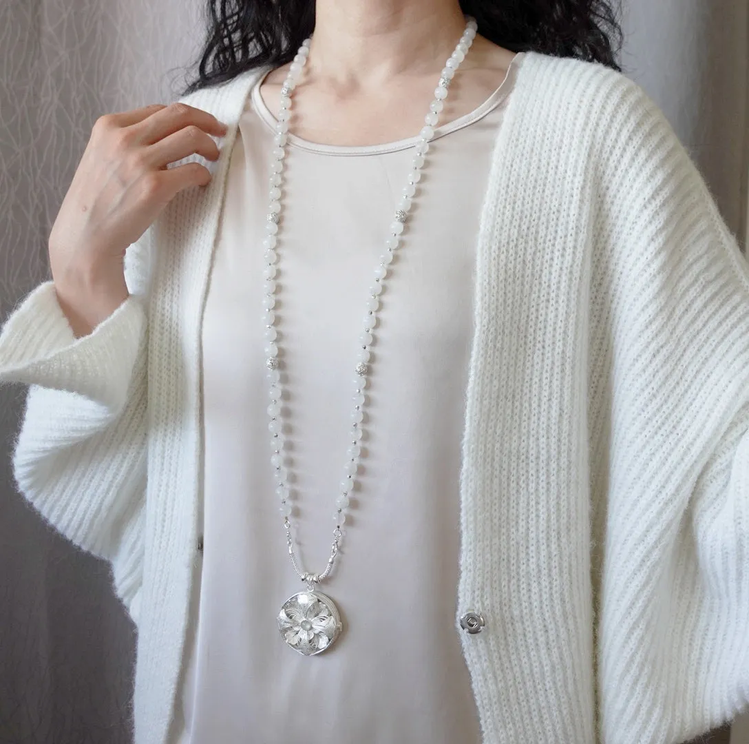 Return to Origin Beaded Moonstone Necklace with Tassels