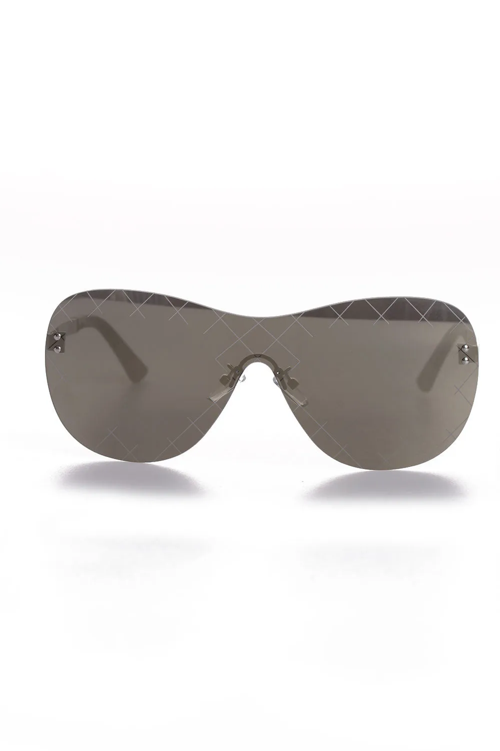 Rimless Shield Cross Pattern Sunglasses