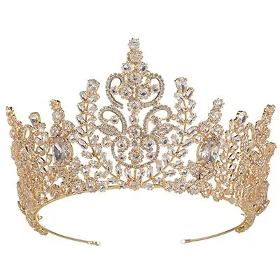 Romantic Detailed Cubic Zirconia Tiara in Silver or Gold