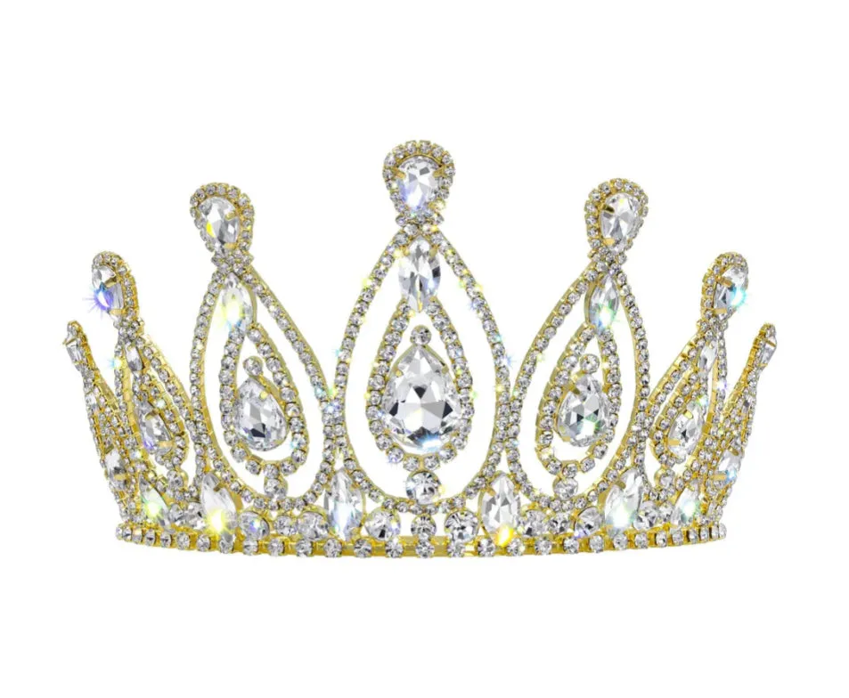 Royal Statement Crystal Rhinestone 4" Gold Tiara