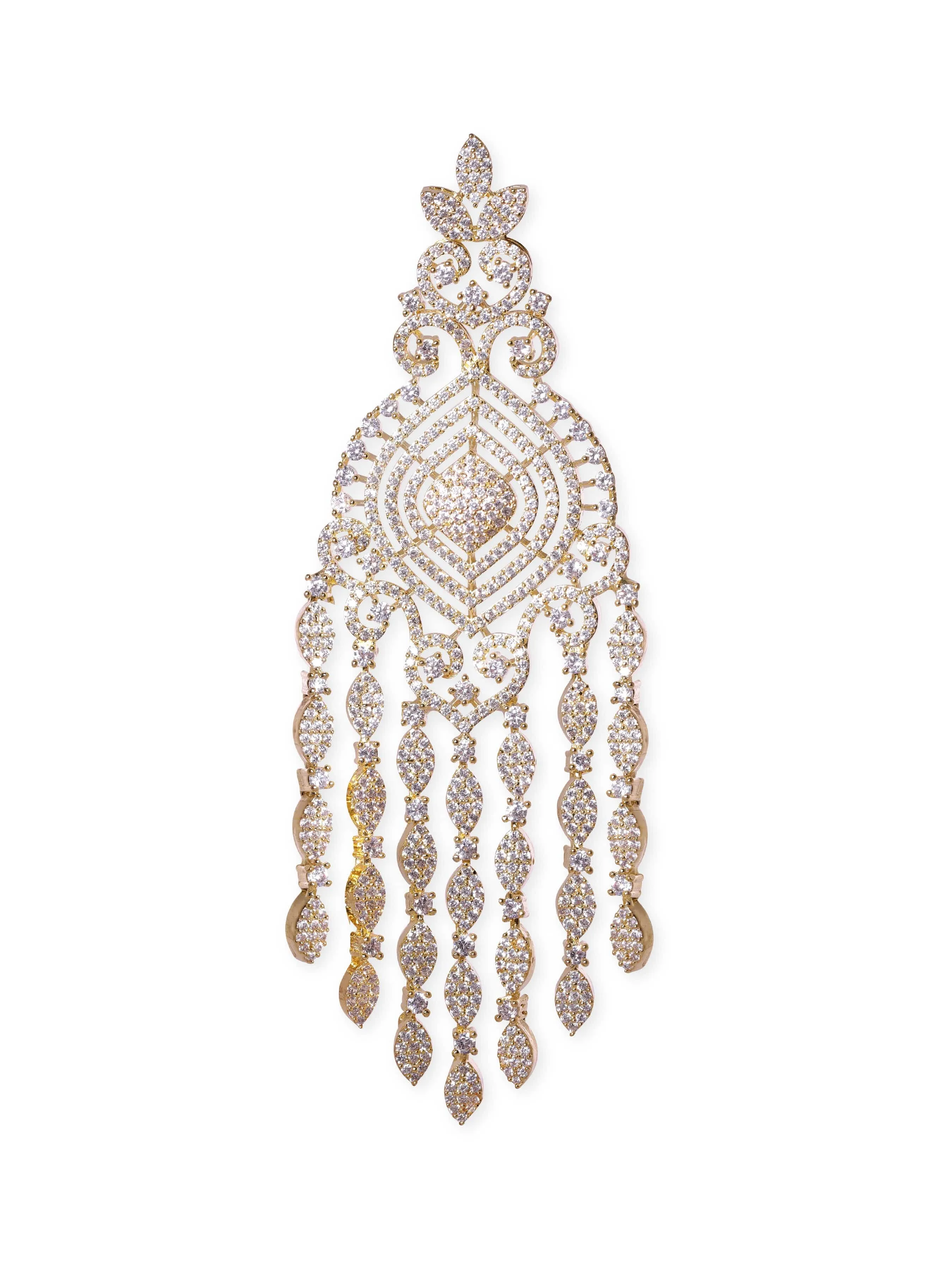 Rubans 18k Gold Plated Plated Zirconia Studded Chandelier Earrings