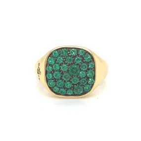 Savoia Pave Green Tsavorite Signet Ring