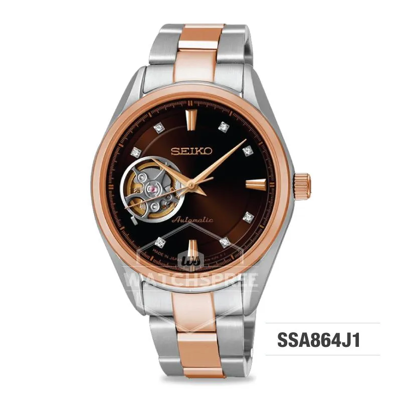 Seiko Presage (Japan Made) Swarovski Crystal Open Heart Automatic Two-tone Stainless Steel Band Watch SSA864J1 (Not For EU Buyers) (LOCAL BUYERS ONLY)