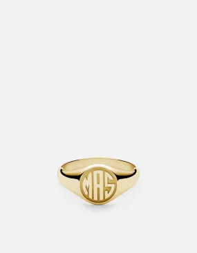 Signet Ring, 14k Gold/3 Letter