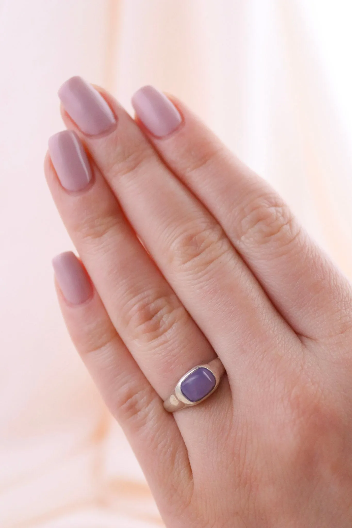 Silver Purple Chalcedony Ring