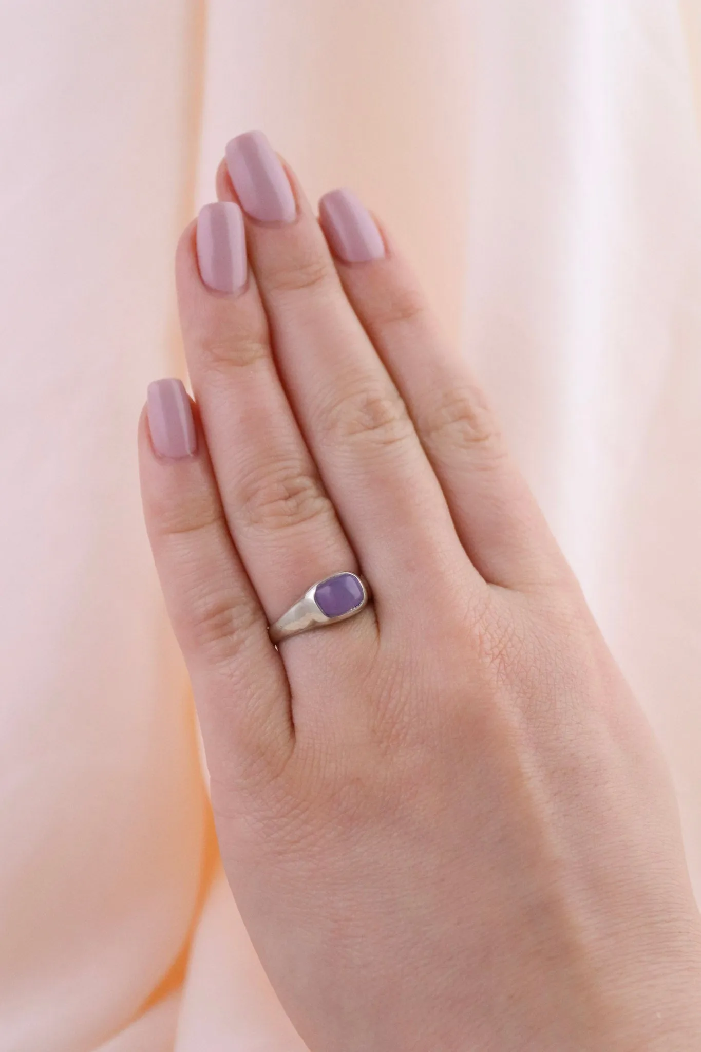 Silver Purple Chalcedony Ring