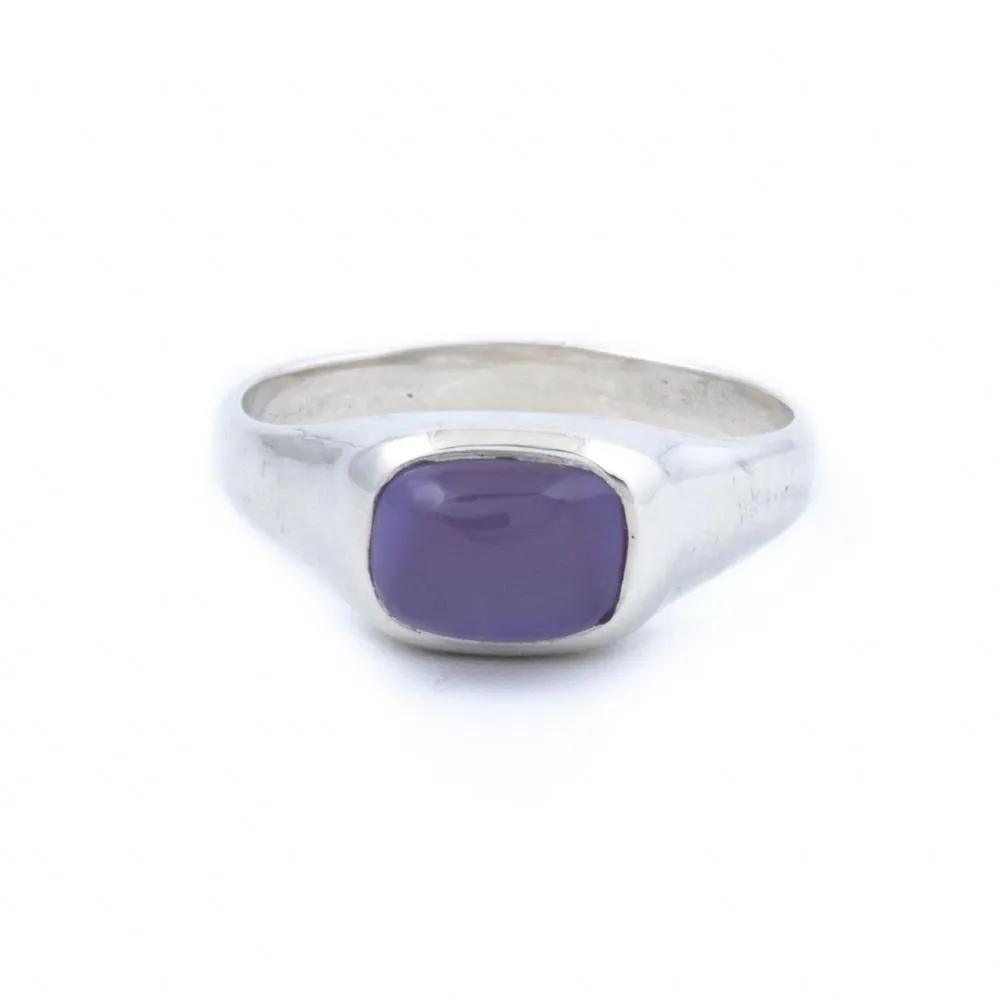 Silver Purple Chalcedony Ring