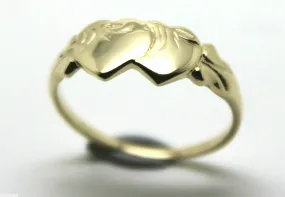 Size M Kaedesigns, Solid New 9ct 9kt Yellow Gold Double Heart Signet Ring