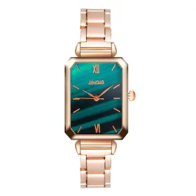 Small Square Watch Women's Retro Fashion Business Casual Chain Strap Small Green Watch Peacock Green Plate Women's Watch