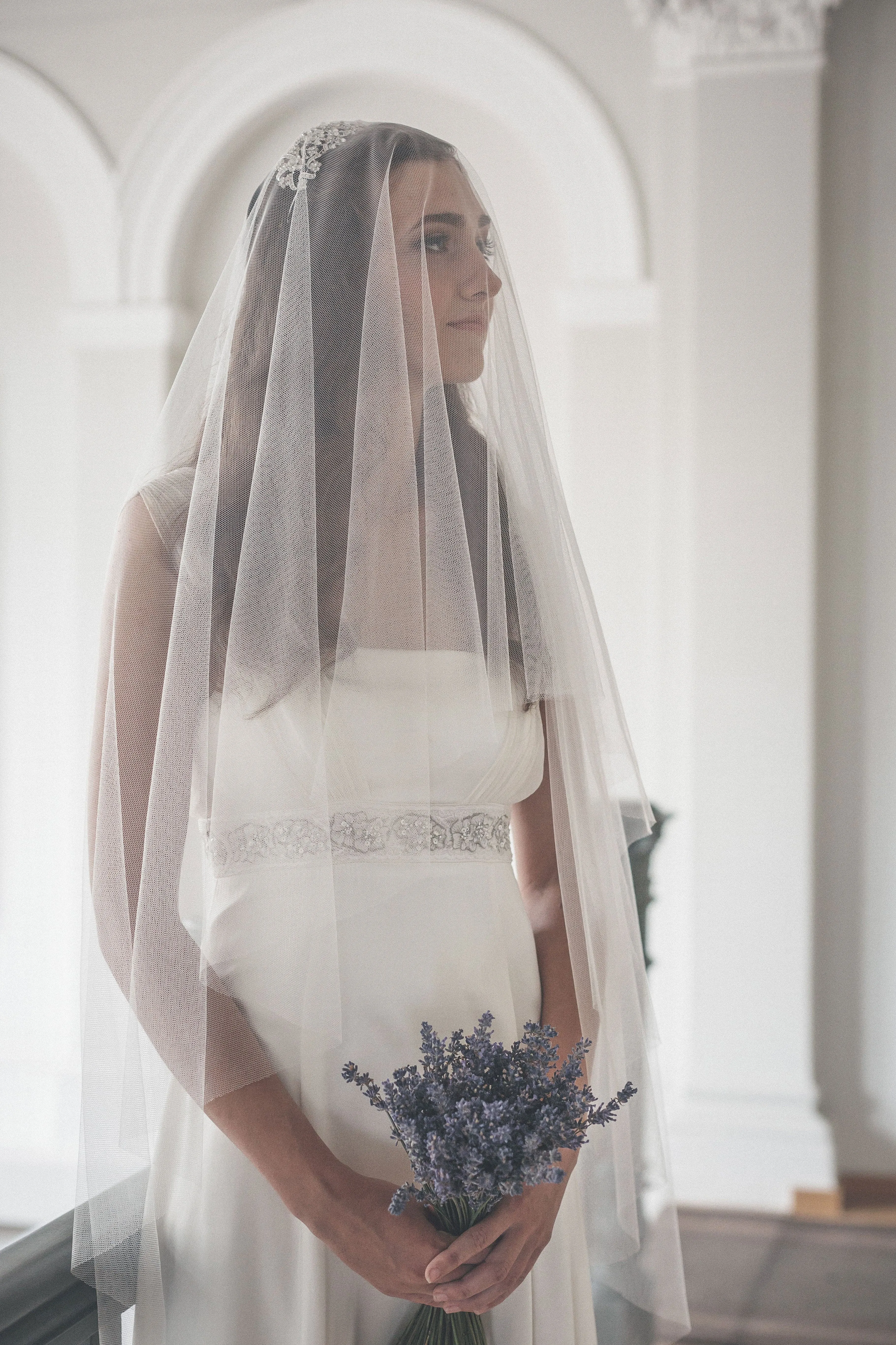 Soft tulle drop veil, Elegant wedding veil - CHARLOTTE