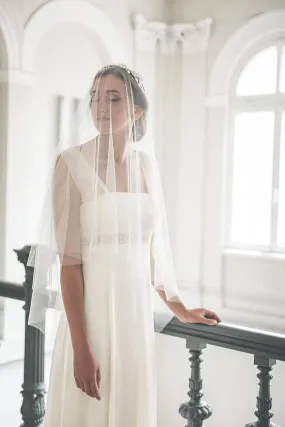 Soft tulle drop veil, Elegant wedding veil - CHARLOTTE