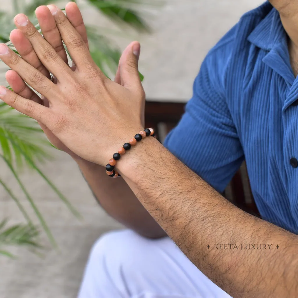 Solar Flare - Sunstone & Black Onyx Bracelet