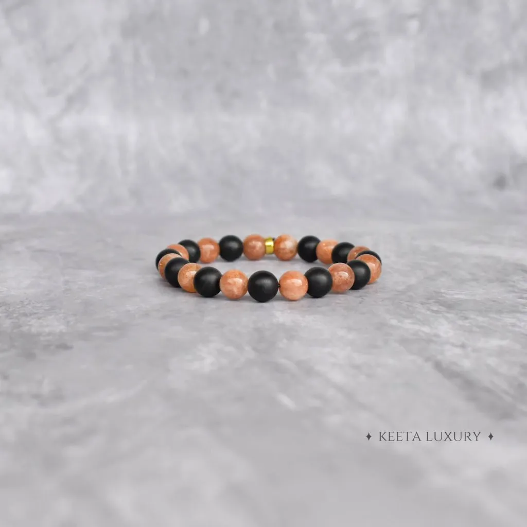 Solar Flare - Sunstone & Black Onyx Bracelet