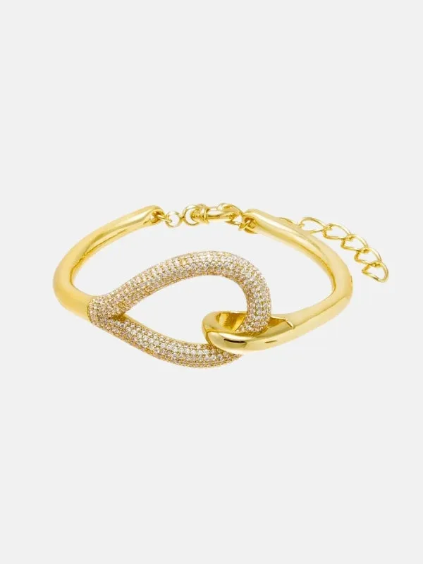 Solid/Pave Elongated Connected Loop Bangle