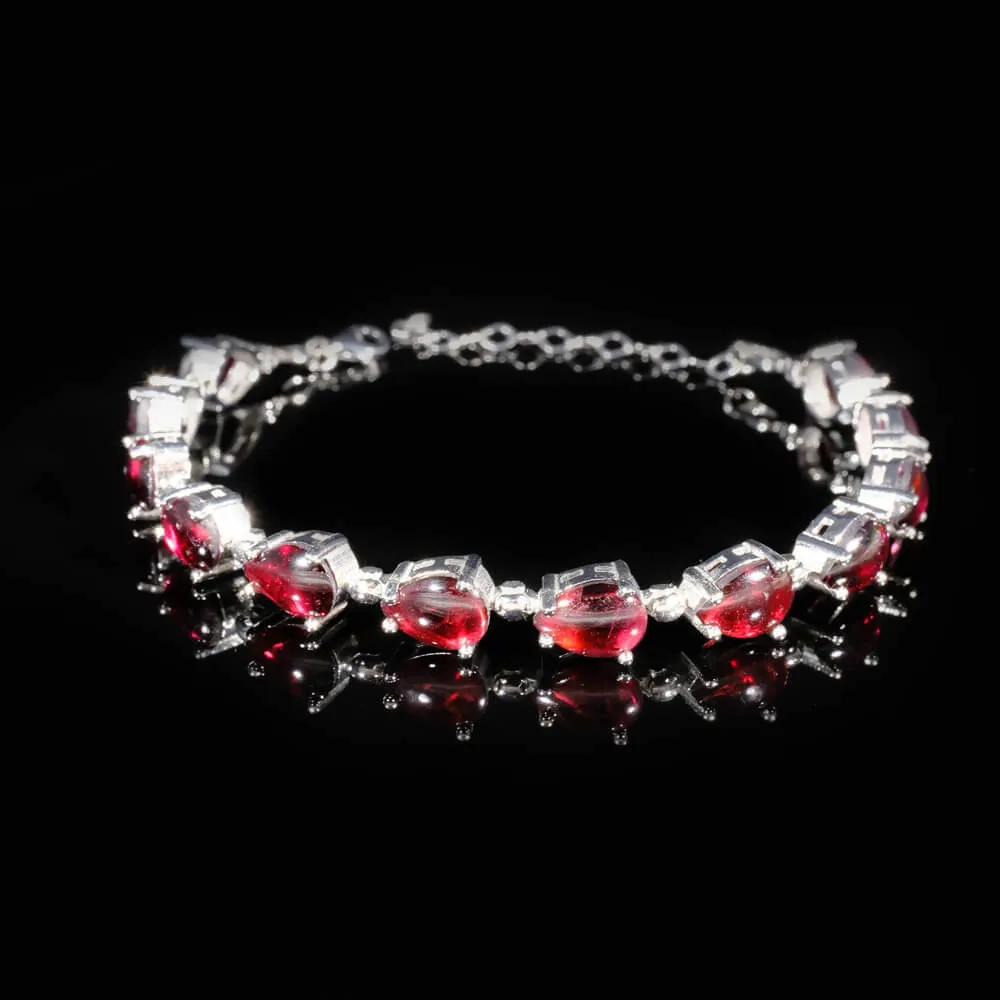 Special Garnet (Lal) Gemstone Silver Bracelet SCB-010