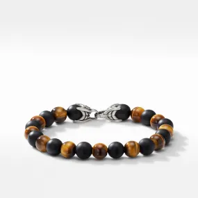 Spiritual Beads Bracelet with Tiger's Eye and Black Onyx, 9" Length