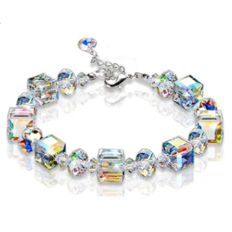 Square Crystal Bracelet Ring Exquisite Luxury Fashion Girlfriends' Bracelet Women's Two-Person