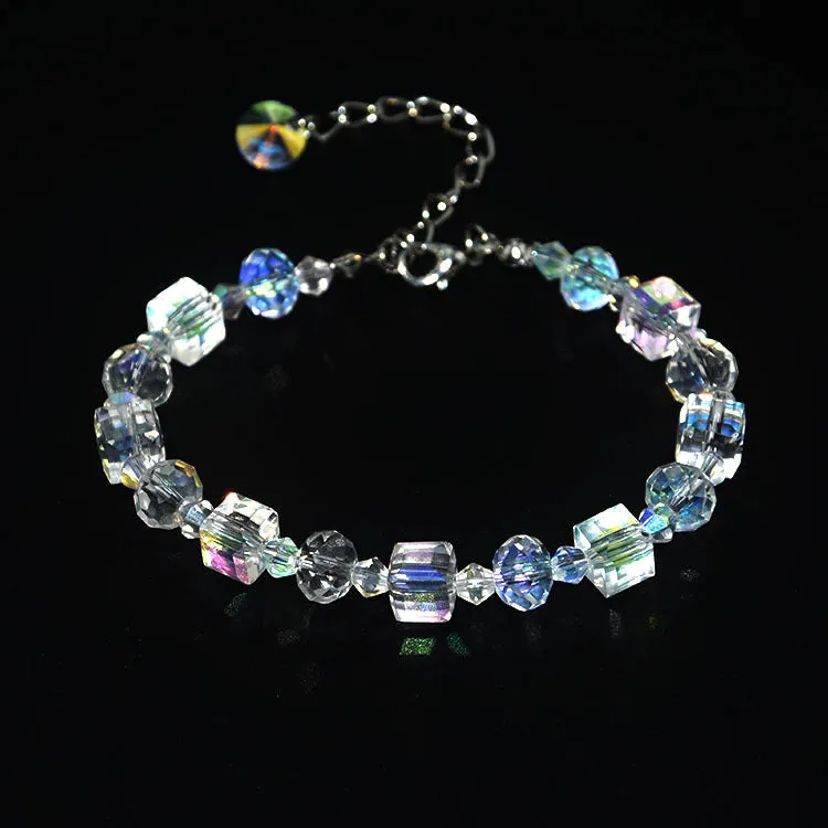 Square Crystal Bracelet Ring Exquisite Luxury Fashion Girlfriends' Bracelet Women's Two-Person