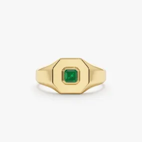 Square Emerald Signet Ring, Lyra