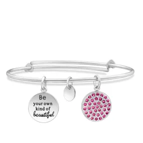 Stainless Steel Crystal Charm Bangle