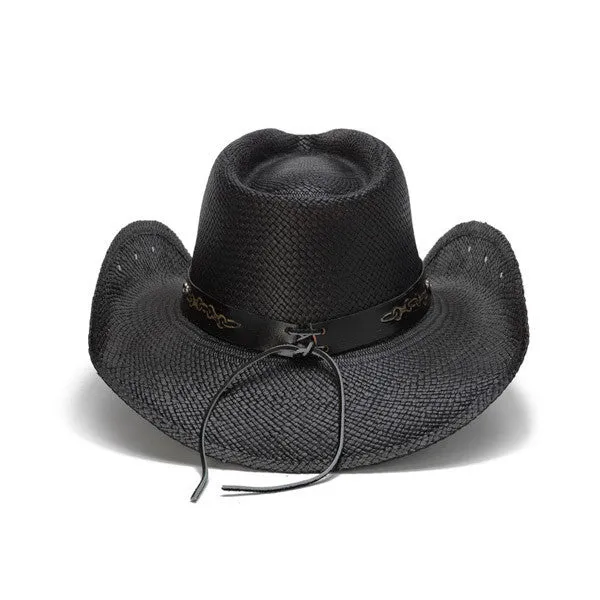 Stampede Hats - Hearts and Chains Black Straw Western Hat