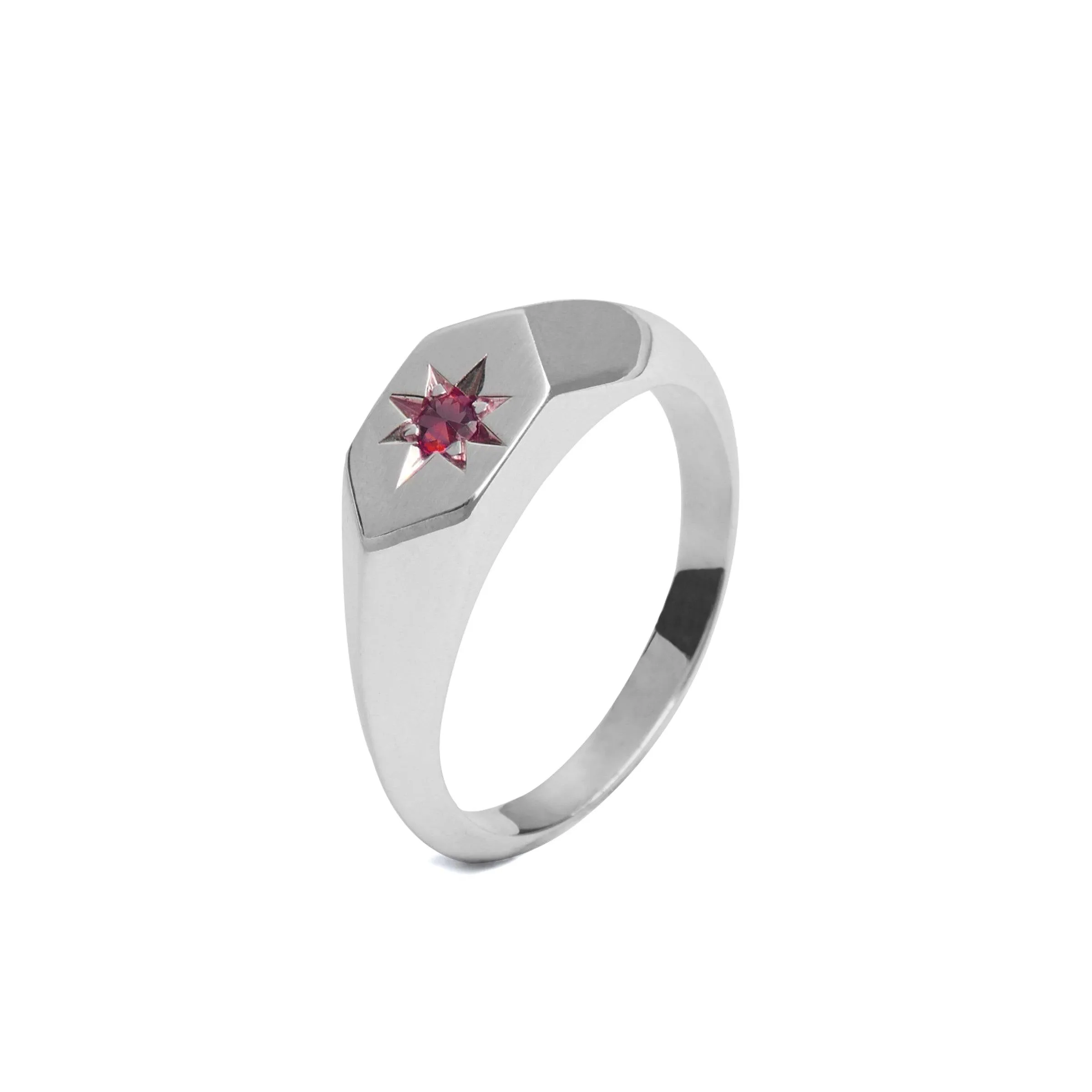 Starlight Ruby Birthstone Signet Ring