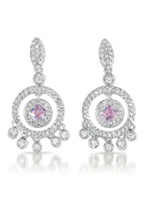 Sterling Silver Cubic Zirconia Circle Chandelier Earrings