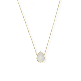 Sterling Silver Gold Plated Pear Rainbow Moonstone Necklace