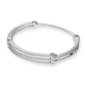 Sterling Silver Hinged CZ Bangle