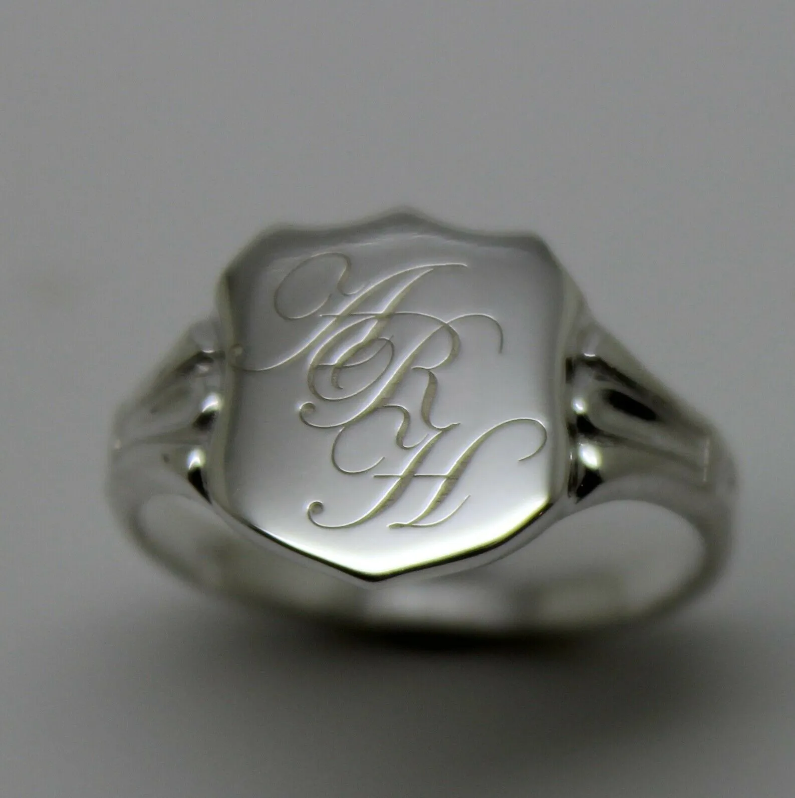 Sterling Silver Large Signet Ring Size 7 Plus Engraving Of Three Initials