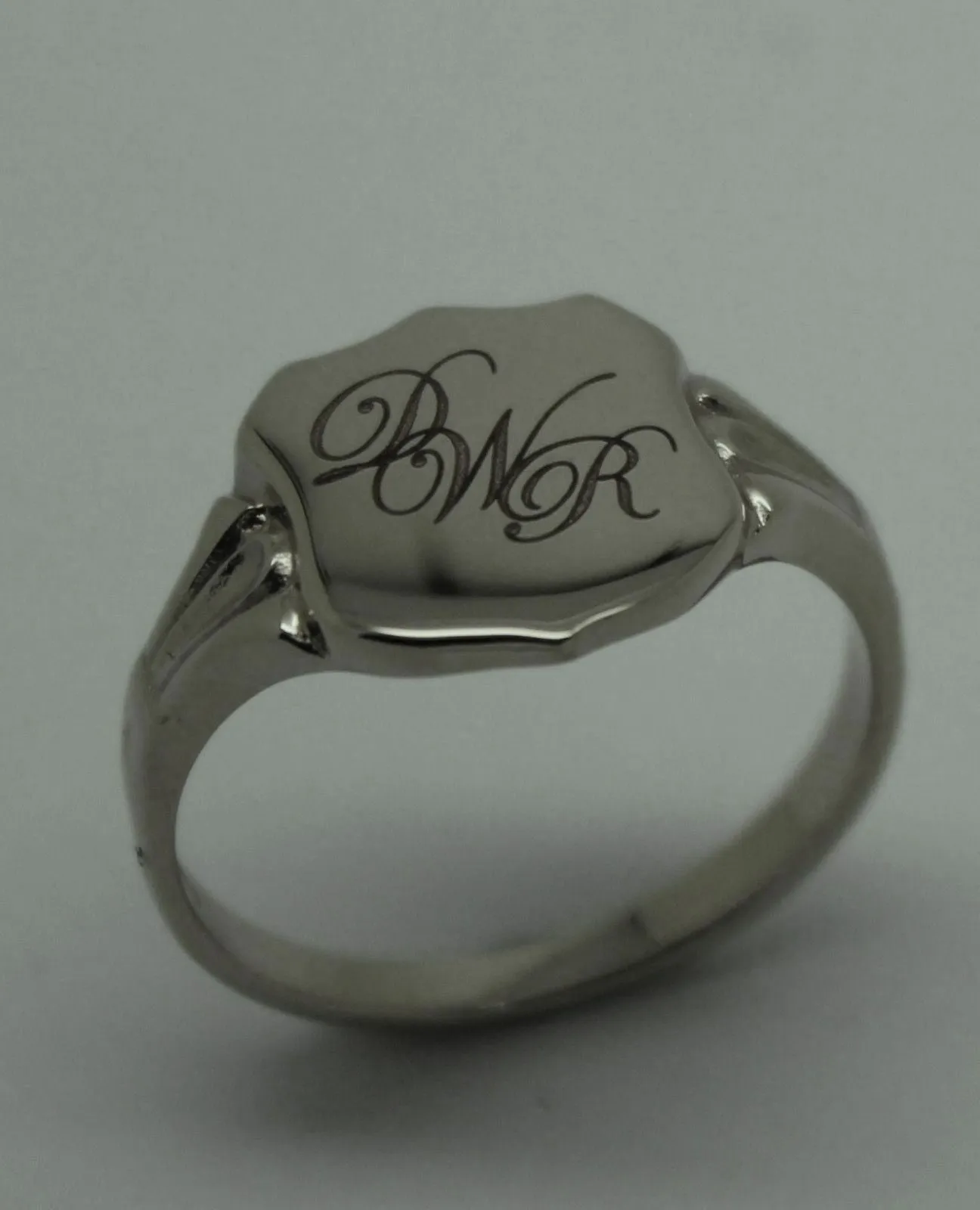 Sterling Silver Large Signet Ring Size 7 Plus Engraving Of Three Initials