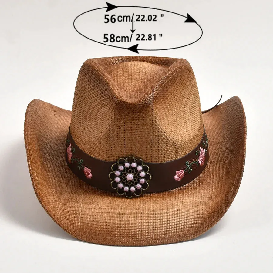 Straw Western Cowboy Hat Vintage Jazz Hat