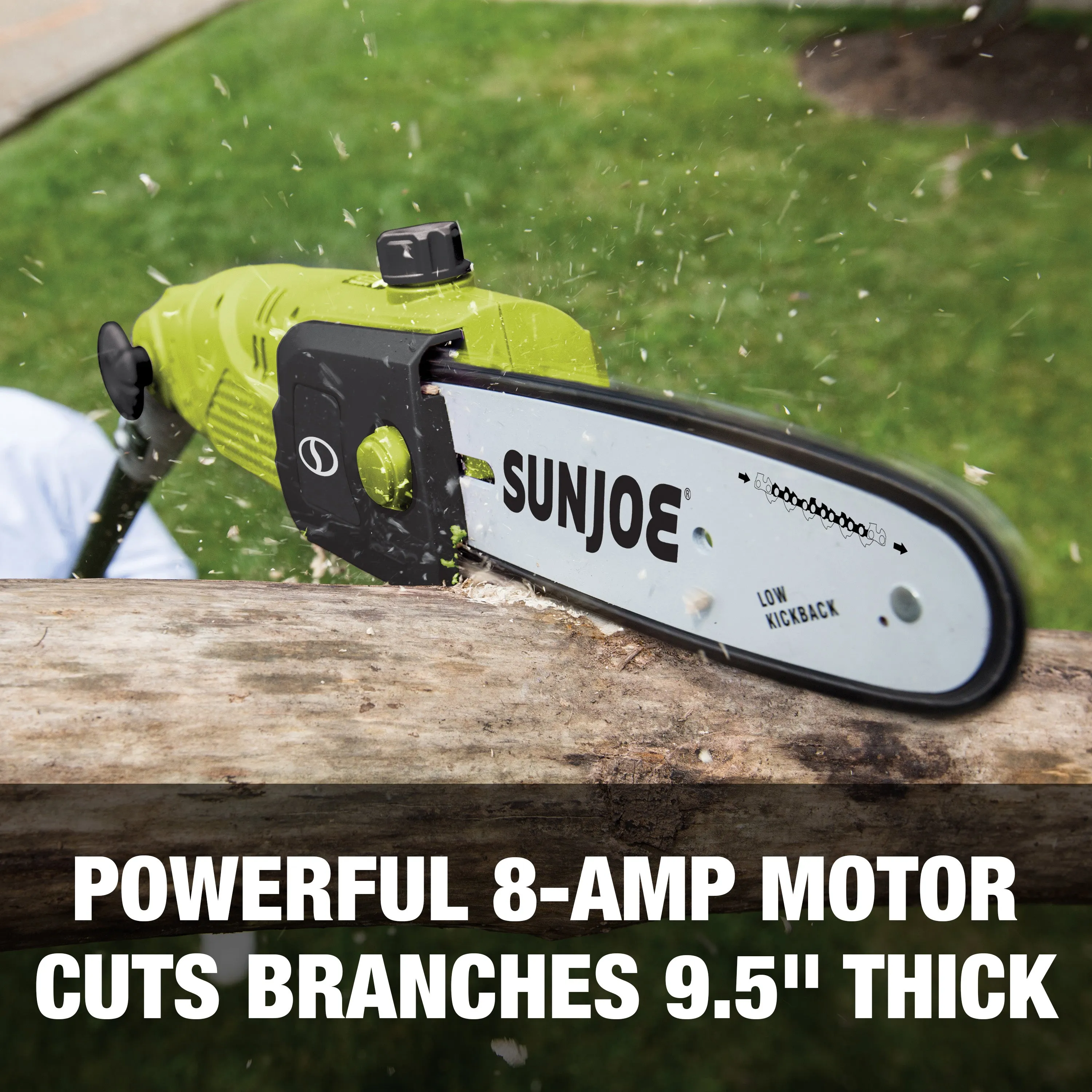 Sun Joe SWJ803E Electric Multi-Angle Pole Chain Saw | 10-Inch | 8.0-Amp (Green)