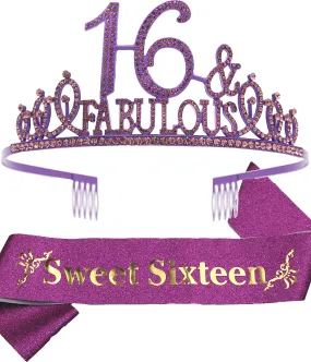 Sweet 16 Gifts for Girls, Sweet 16 Birthday Decorations, Sweet 16 Tiara Purple, Sweet 16