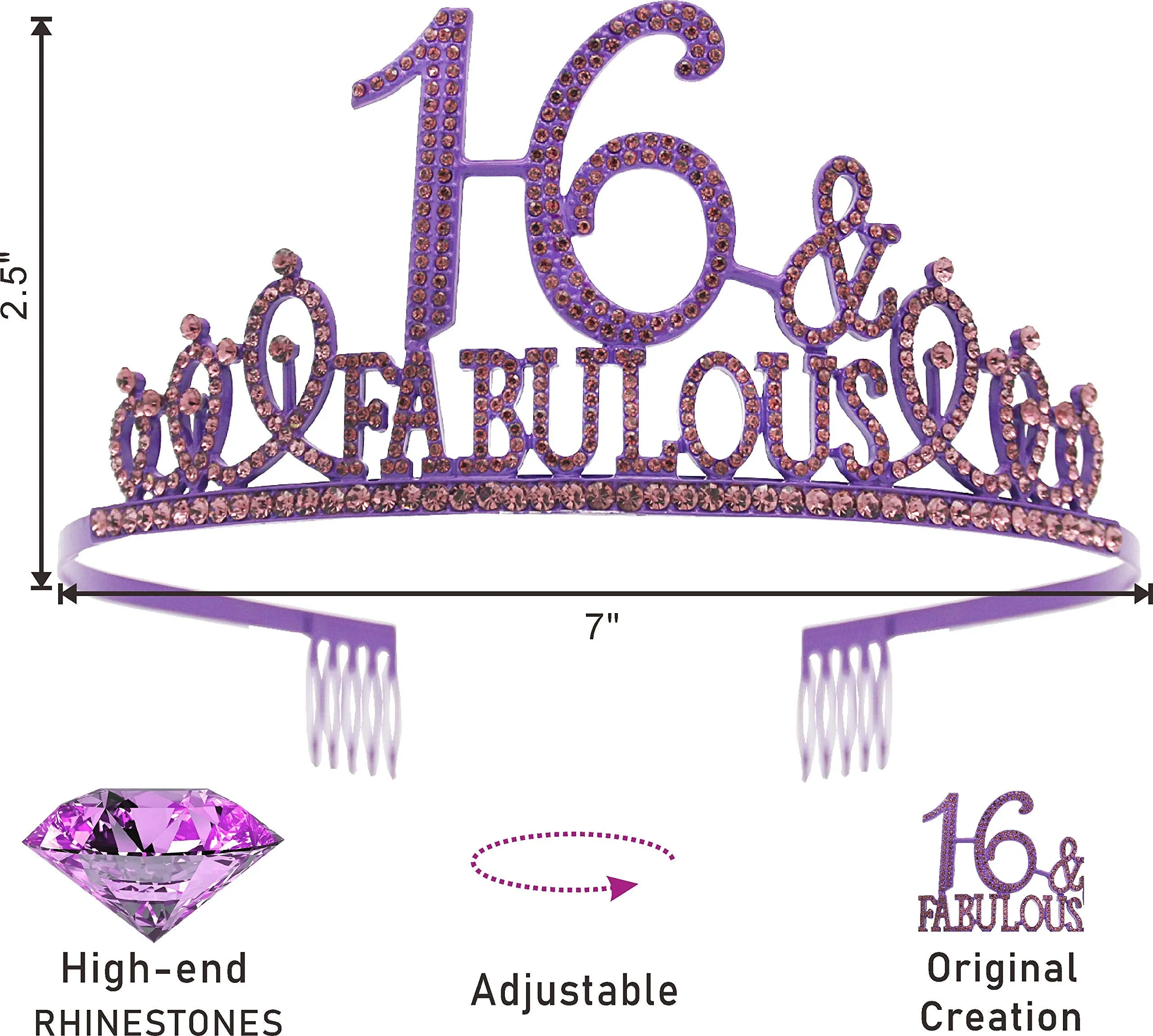 Sweet 16 Gifts for Girls, Sweet 16 Birthday Decorations, Sweet 16 Tiara Purple, Sweet 16