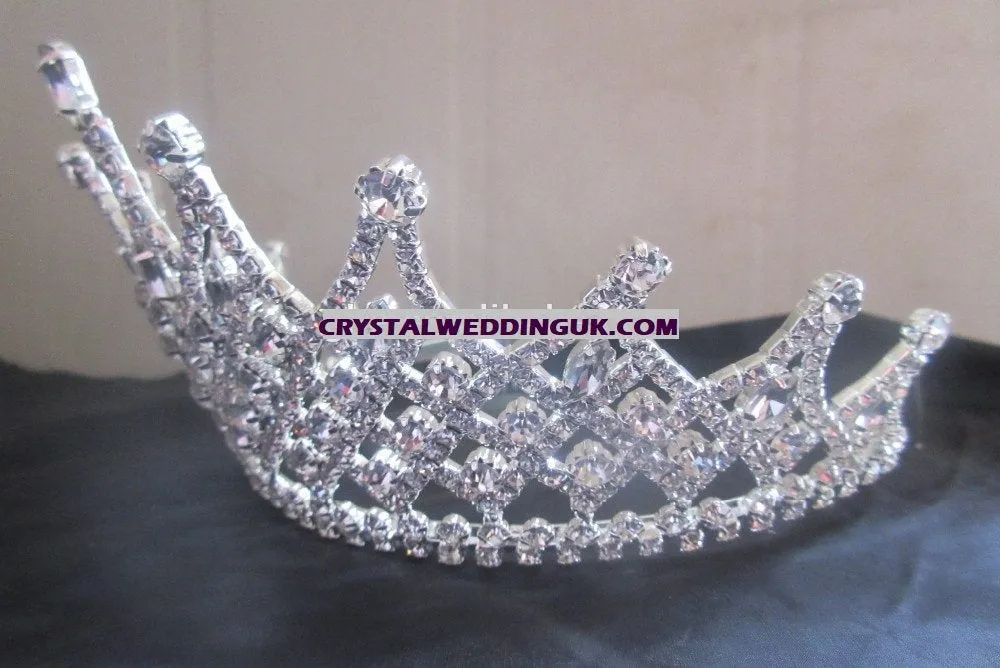 Tall  crystal tiara crown  Couture inspired modern crystal tiara Clear rhinestone crystal  'last one'