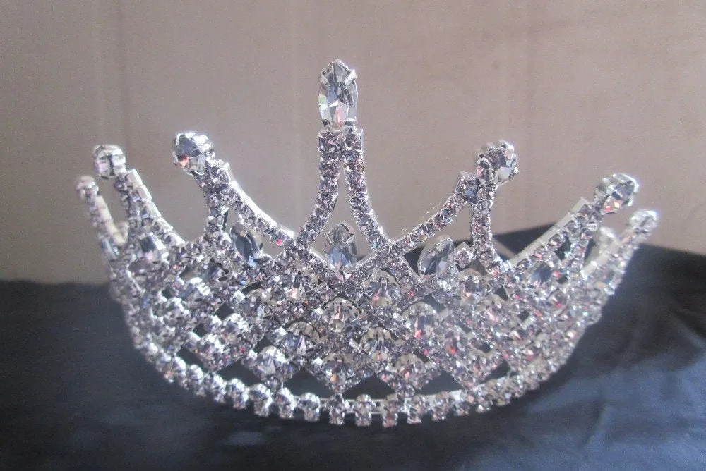 Tall  crystal tiara crown  Couture inspired modern crystal tiara Clear rhinestone crystal  'last one'