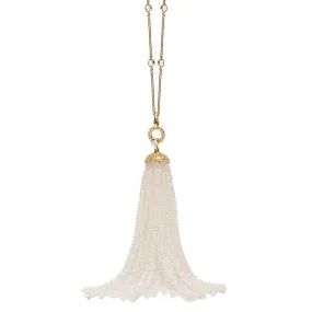 Tassle Pendant Moon Necklace with Diamond Cap