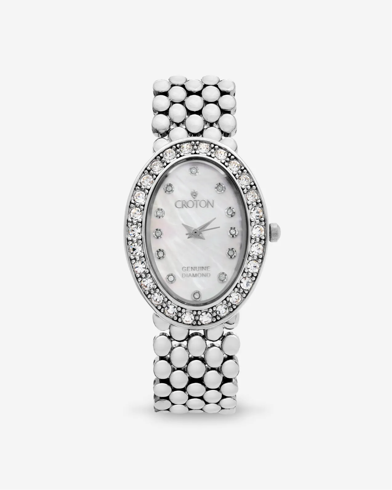 THE VALISSA Croton Ladies Oval Mother of Pearl Dial Watch with Diamond Markers