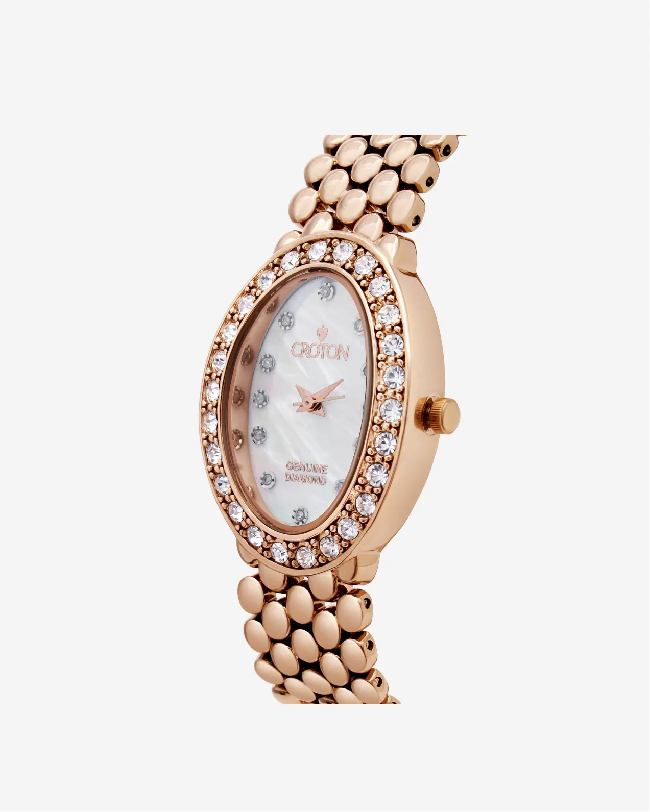 THE VALISSA Croton Ladies Oval Mother of Pearl Dial Watch with Diamond Markers