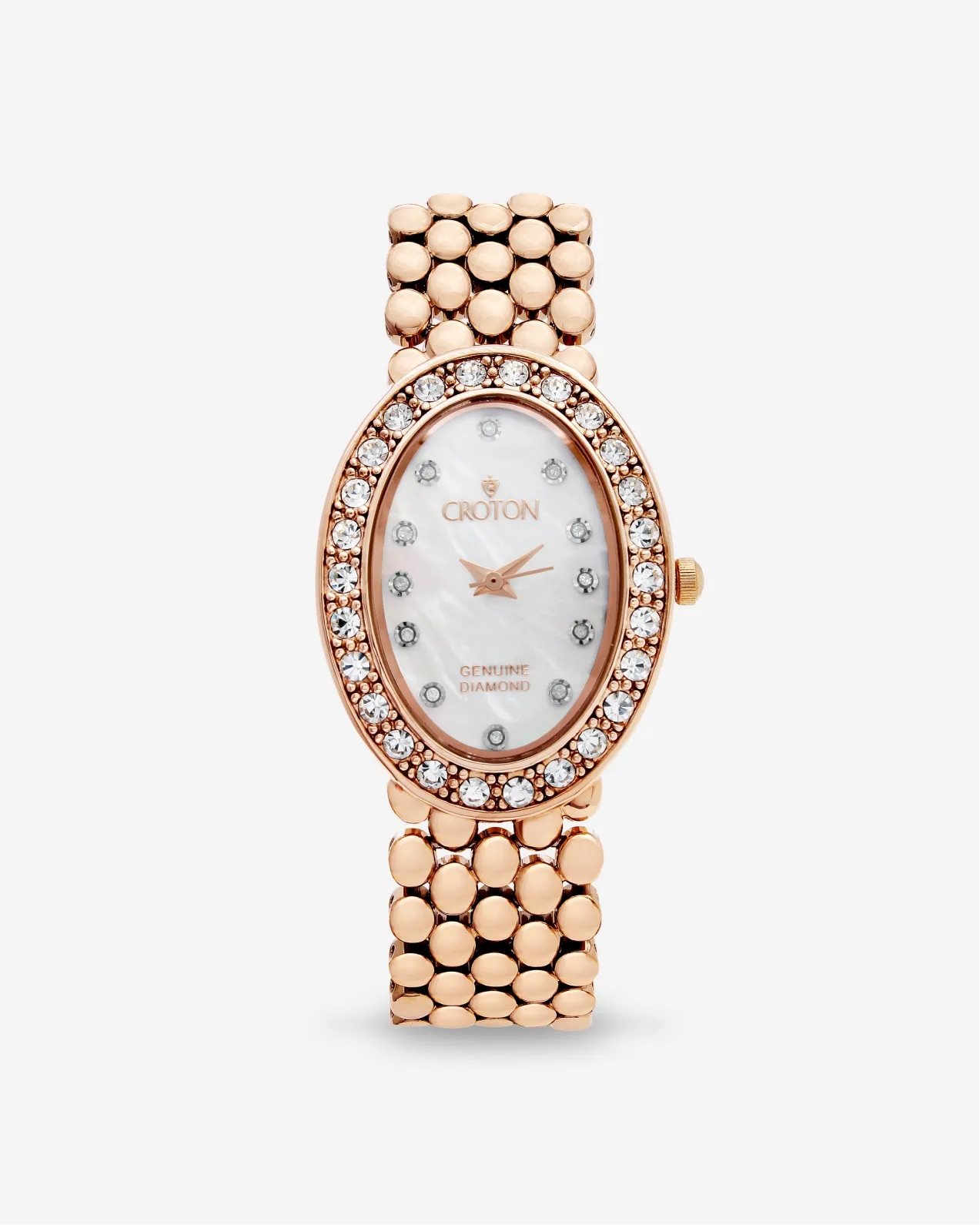 THE VALISSA Croton Ladies Oval Mother of Pearl Dial Watch with Diamond Markers