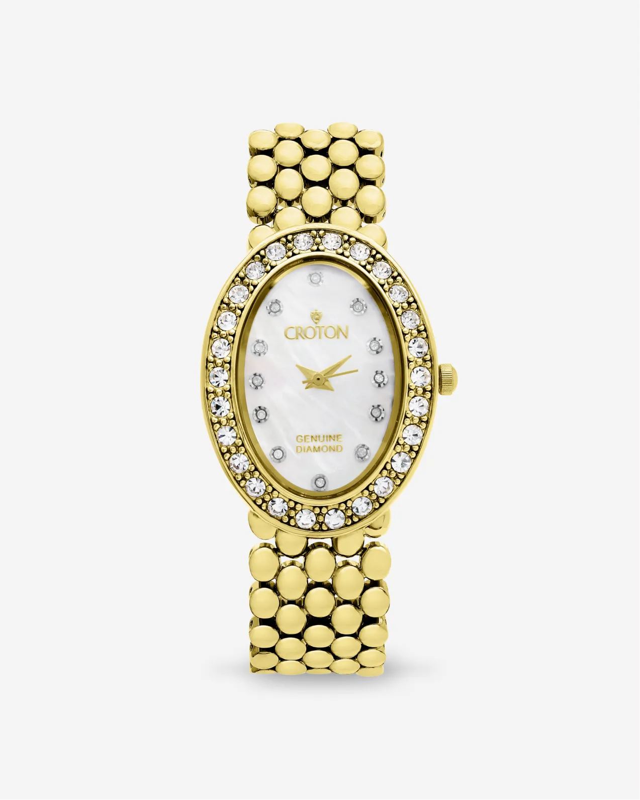 THE VALISSA Croton Ladies Oval Mother of Pearl Dial Watch with Diamond Markers