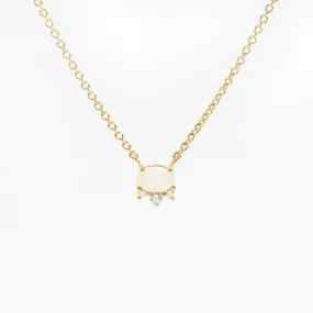 Tiny Oval Rose-Cut Moonstone Gold Vermeil Necklace