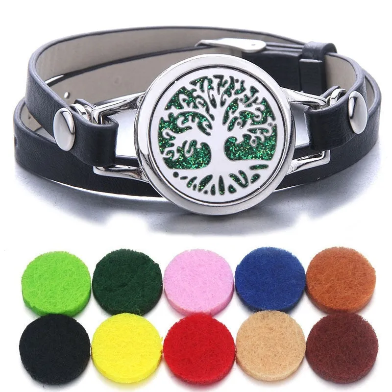 Tree of Life Essential Oil Diffuser Leather Bracelet