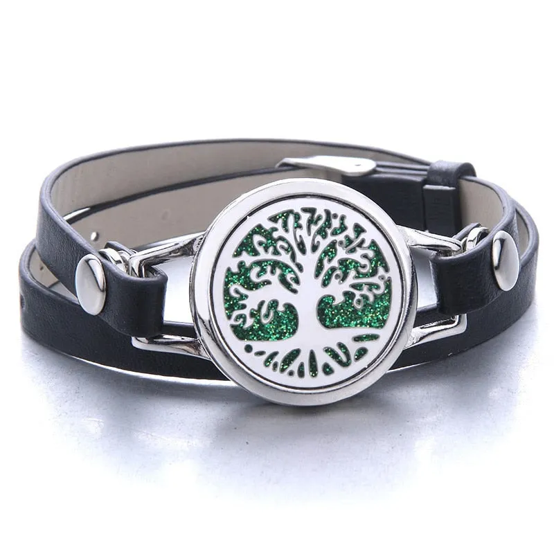 Tree of Life Essential Oil Diffuser Leather Bracelet