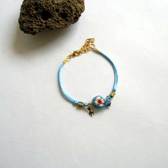 Turquoise Flower Bracelet, Turquoise Bracelet, Women Bracelet, Gift For Her, Charm Bracelet, Boho Turquoise Bracelet, CeMJewels